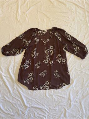 Maurices Brown Floral Scoop Neck Tunic